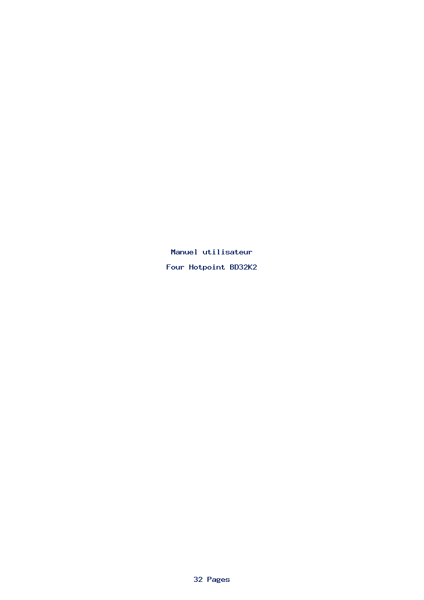 Page 1 de la notice Manuel utilisateur Hotpoint BD32K2