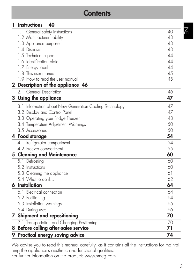 Página 1 del manual Folleto Smeg FA8005RPO5