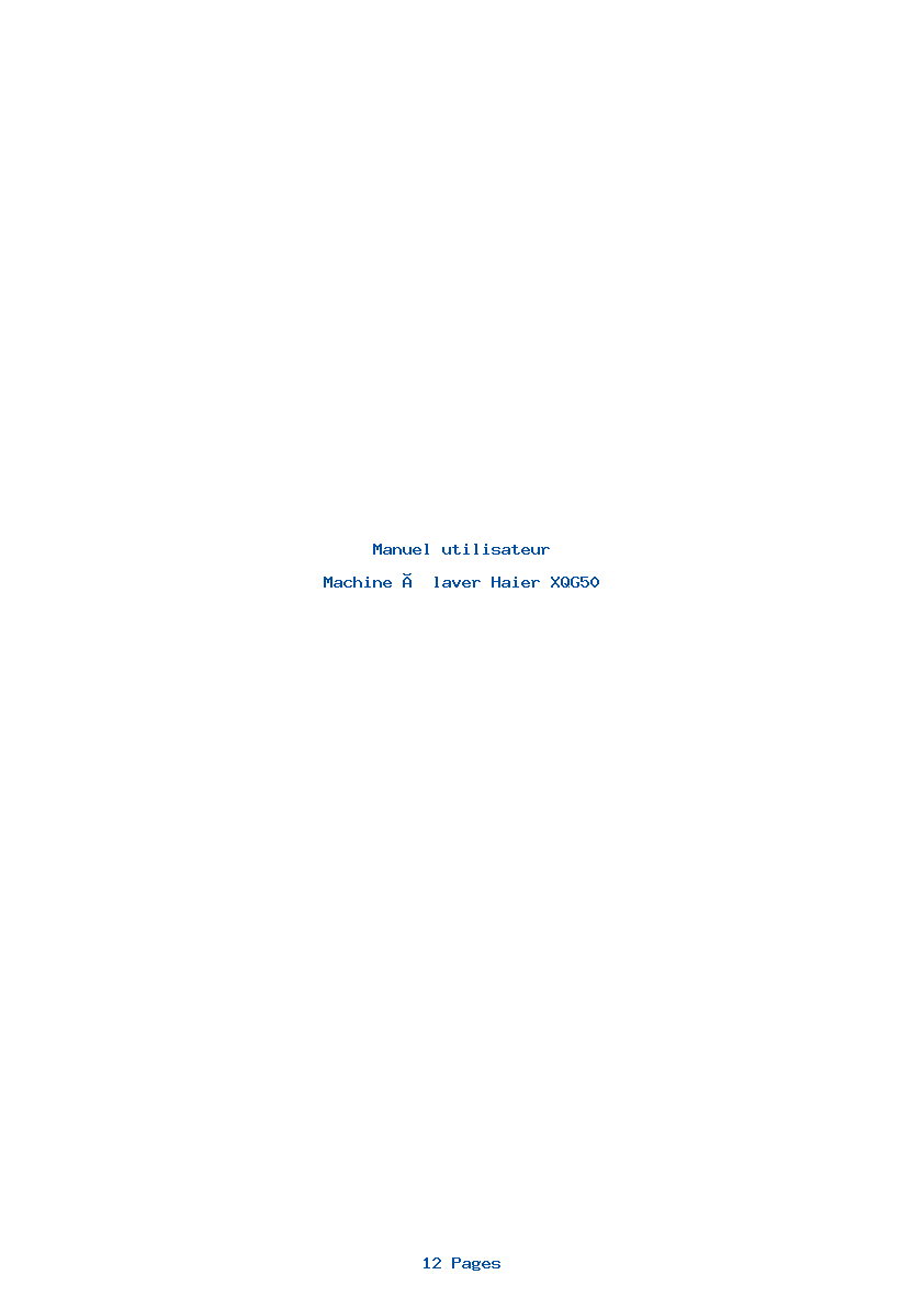 Page 1 de la notice Manuel utilisateur Haier XQG50