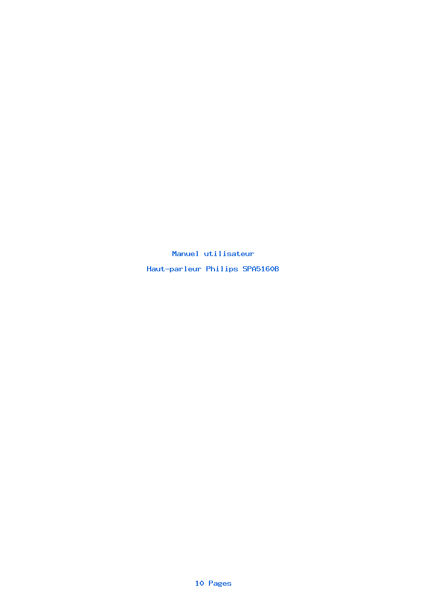 Page 1 de la notice Manuel utilisateur Philips SPA5160B