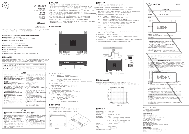 Page 1 de la notice Manuel utilisateur Audio-Technica AT-RX100