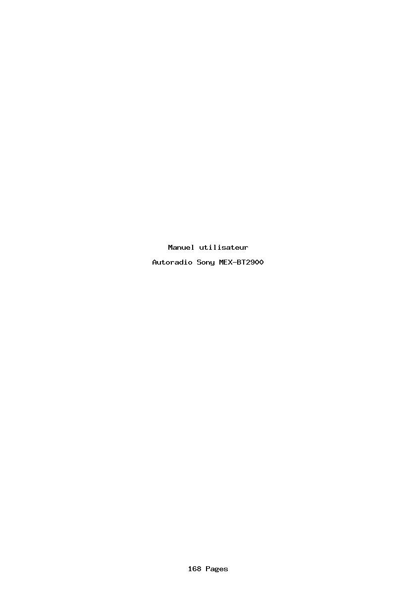Page 1 de la notice Manuel utilisateur Sony MEX-BT2900