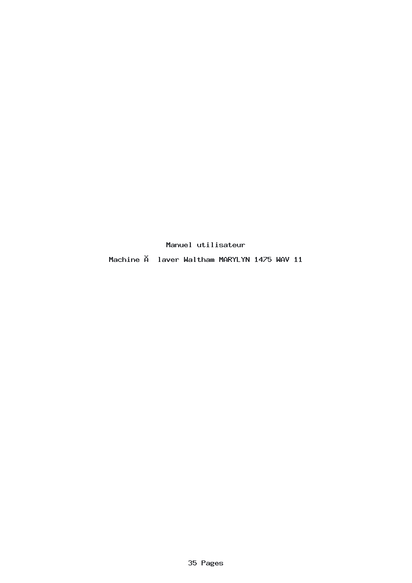 Page 1 de la notice Manuel utilisateur Waltham MARYLYN 1475 WAV 11