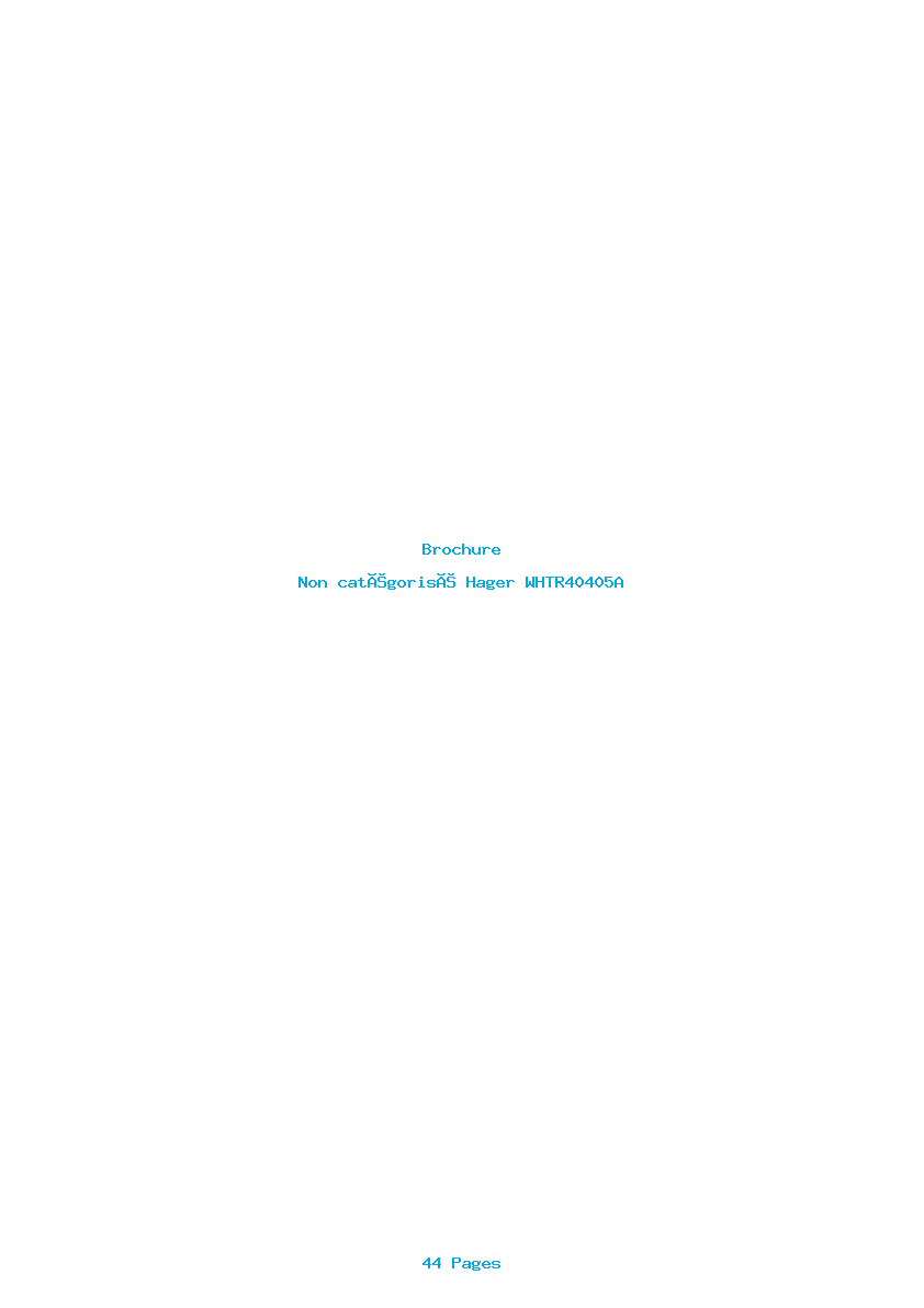 Page 1 de la notice Brochure Hager WHTR40405A