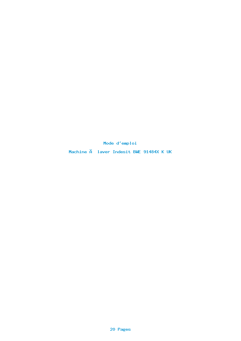 Page 1 de la notice Mode d'emploi Indesit BWE 91484X K UK