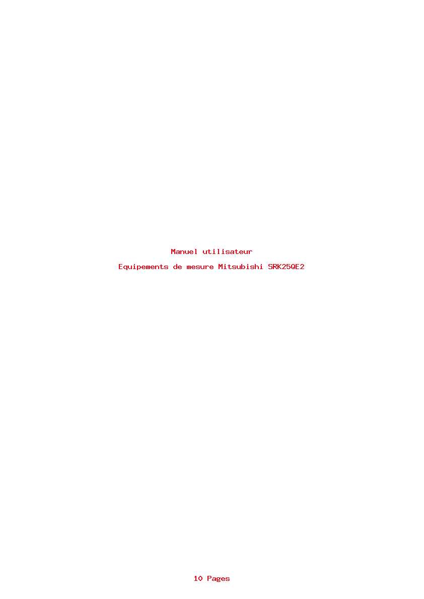 Page 1 de la notice Manuel utilisateur Mitsubishi SRK25QE2