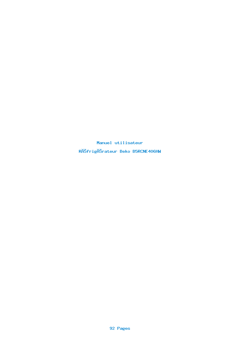 Page 1 de la notice Manuel utilisateur Beko B5RCNE406HW