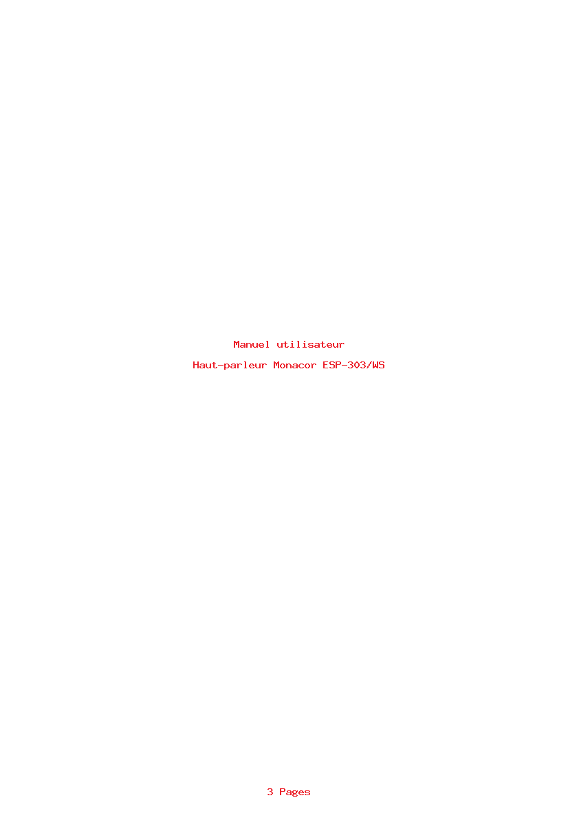 Page 1 de la notice Manuel utilisateur Monacor ESP-303/WS