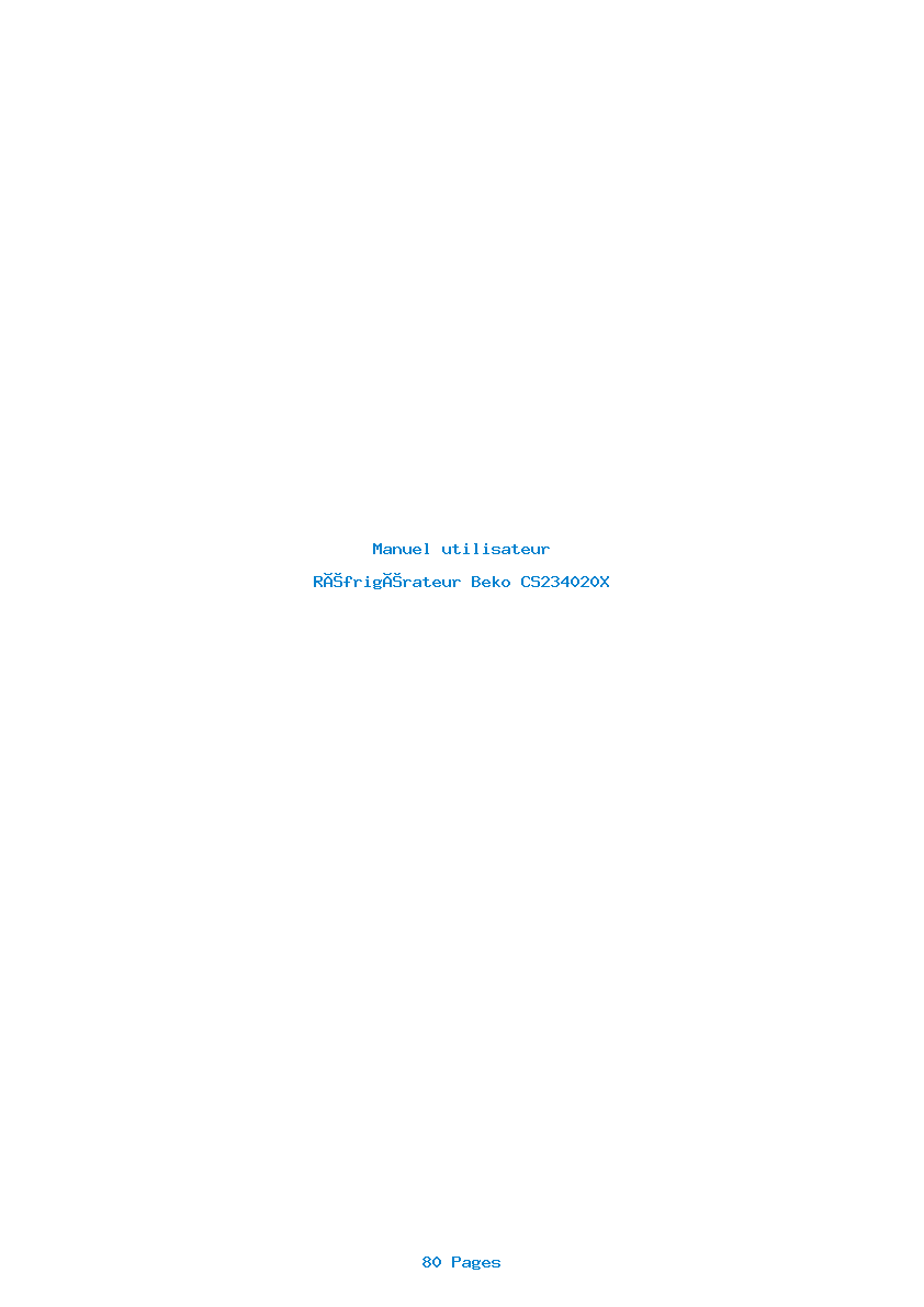 Page 1 de la notice Manuel utilisateur Beko CS234020X