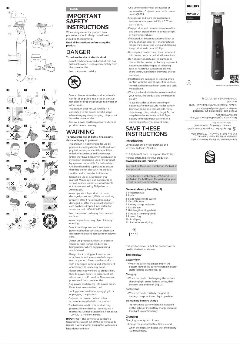 Página 1 del manual Manual de usuario Philips Norelco OneBlade QP6531
