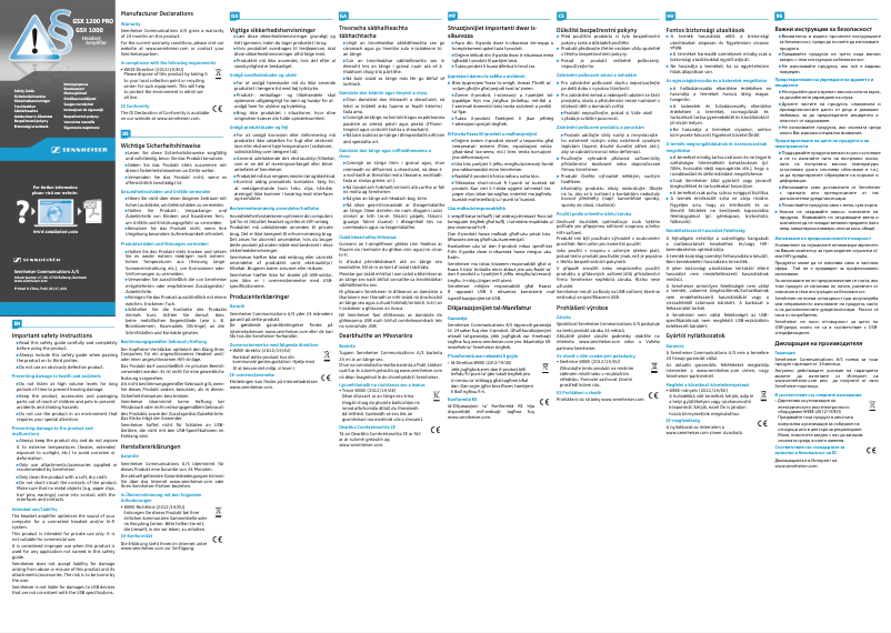 Page 1 de la notice Instructions de sécurité Sennheiser GSX 1000