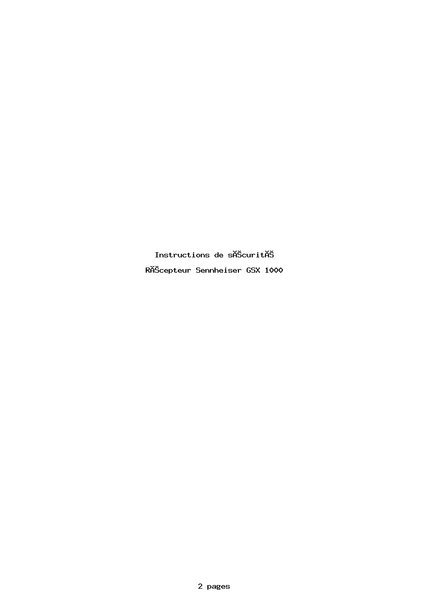 Page 1 de la notice Instructions de sécurité Sennheiser GSX 1000