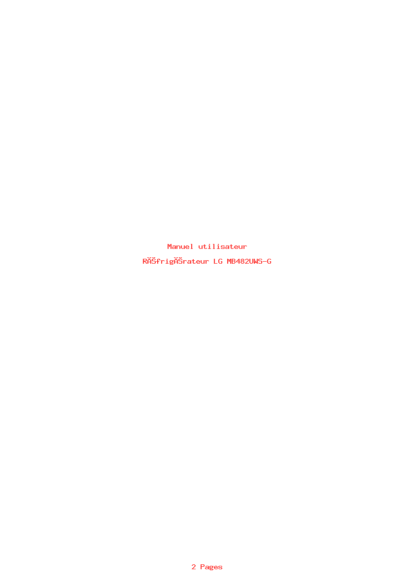 Page 1 de la notice Manuel utilisateur LG MB482UWS-G