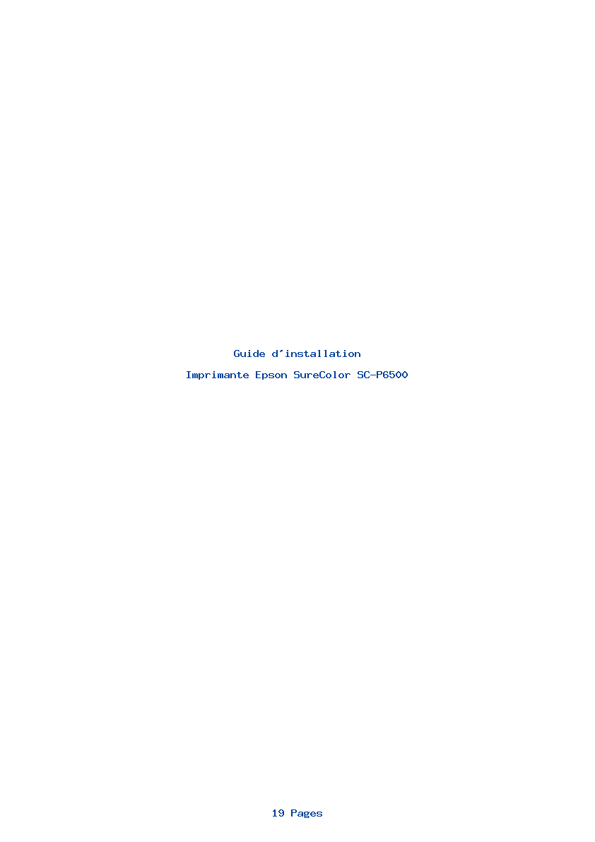 Page 1 de la notice Guide d'installation Epson SureColor SC-P6500