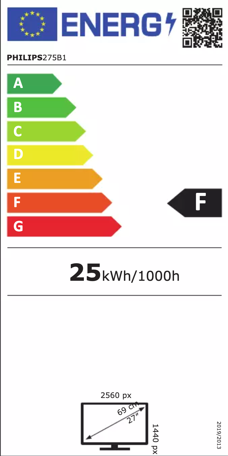 Page n°1 - Label énergétique Philips 275B1