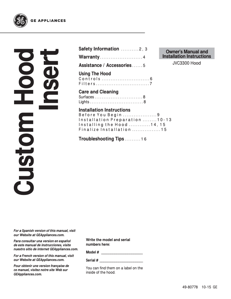 Image de la première page du manuel de l'appareil JVC3300JSA