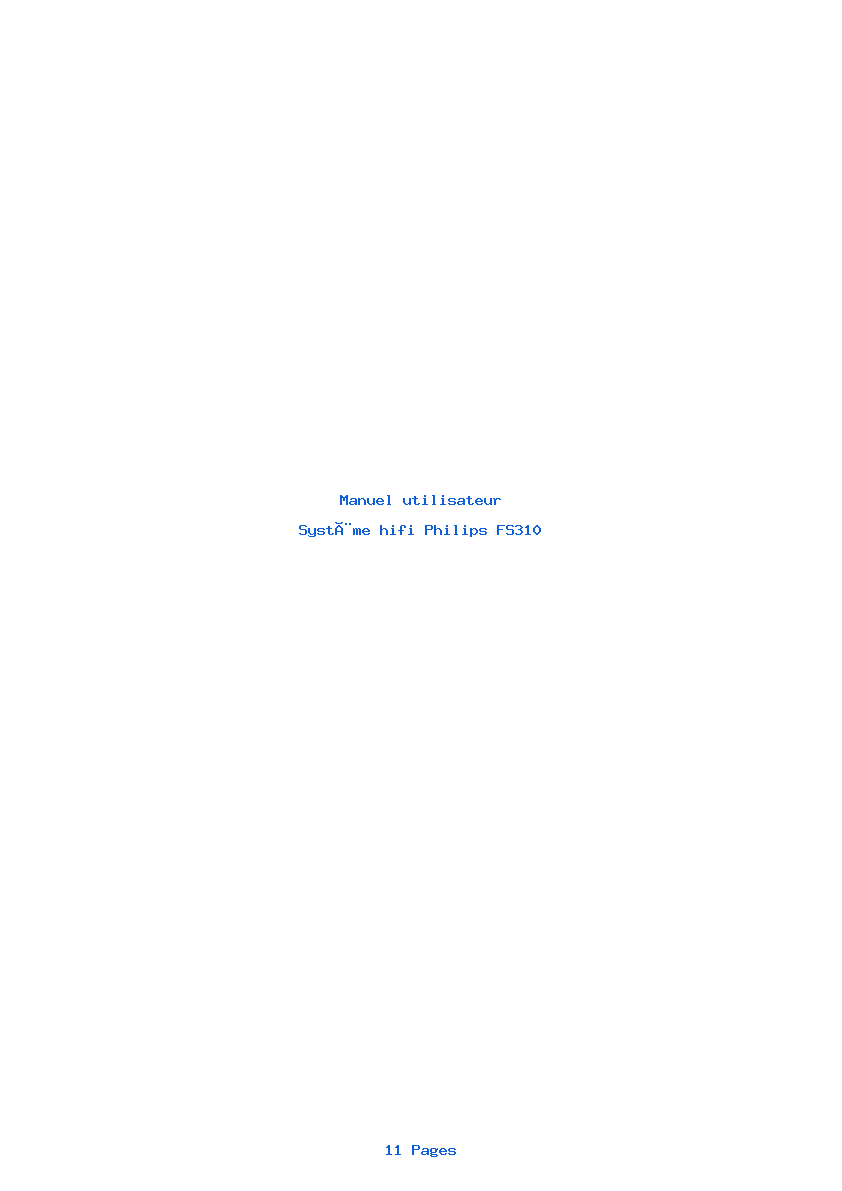 Page 1 de la notice Manuel utilisateur Philips FS310
