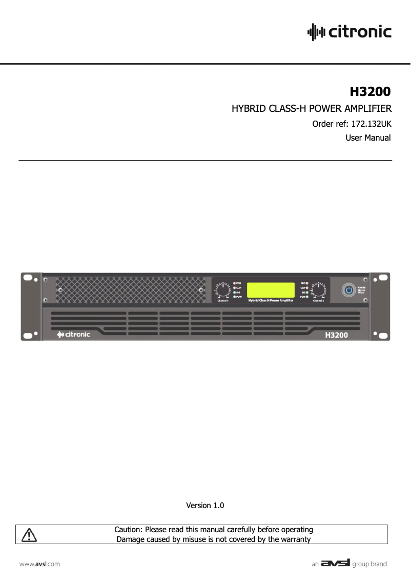 Page 1 de la notice Manuel utilisateur Citronic H3200