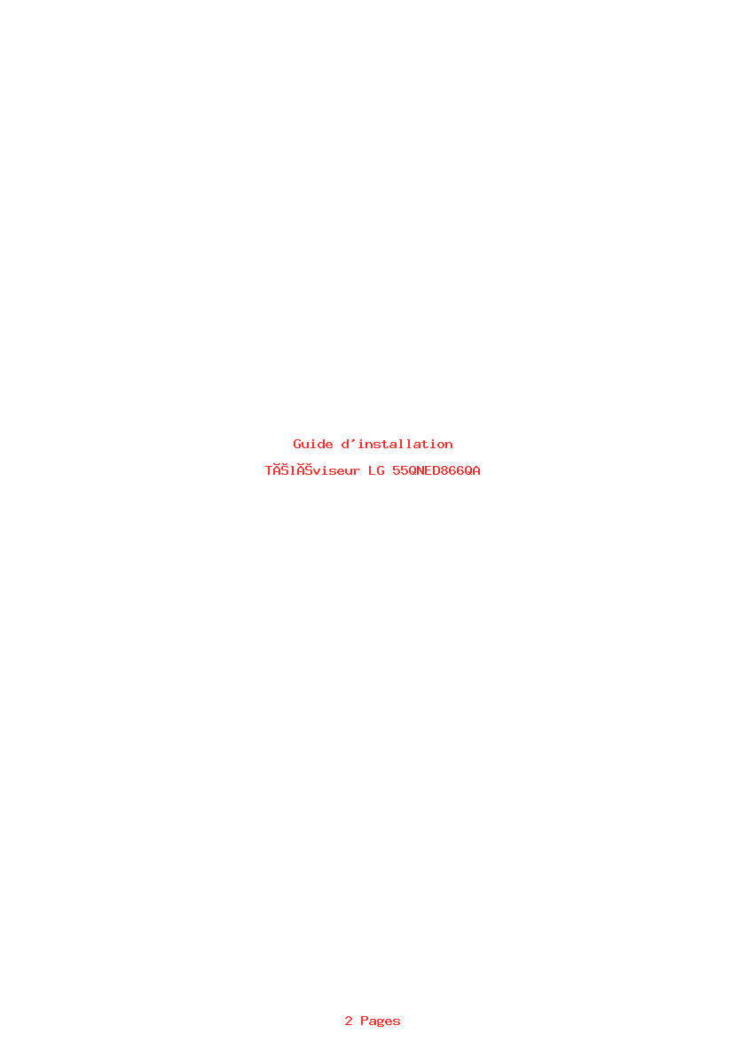 Page 1 de la notice Guide d'installation LG 55QNED866QA