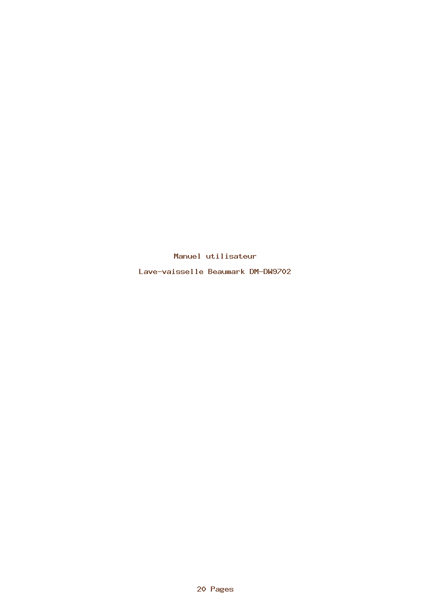 Page 1 de la notice Manuel utilisateur Beaumark DM-DW9702