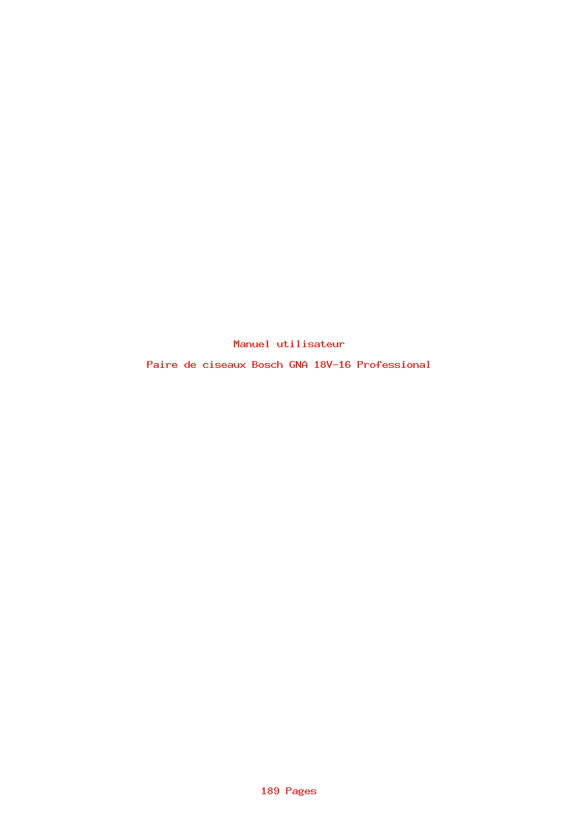 Page 1 de la notice Manuel utilisateur Bosch GNA 18V-16 Professional