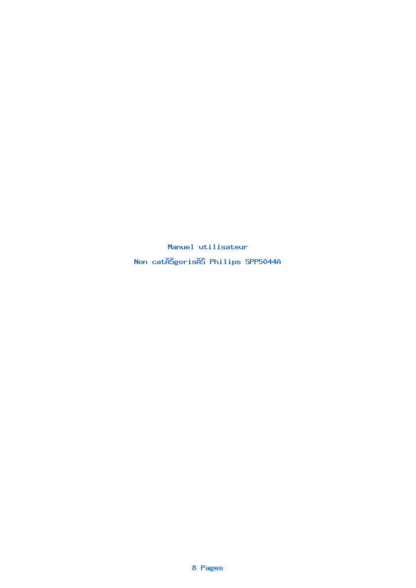 Page 1 de la notice Manuel utilisateur Philips SPP5044A