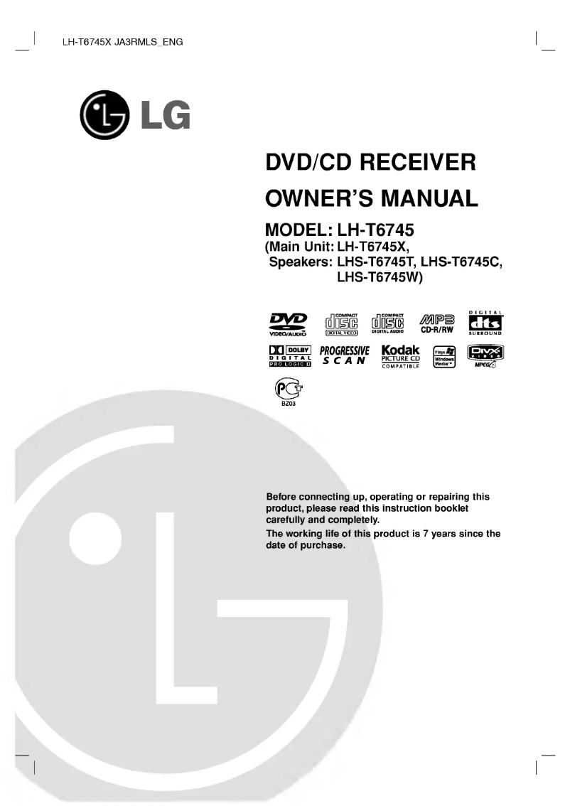 Page 1 de la notice Manuel utilisateur LG LH-T6745X