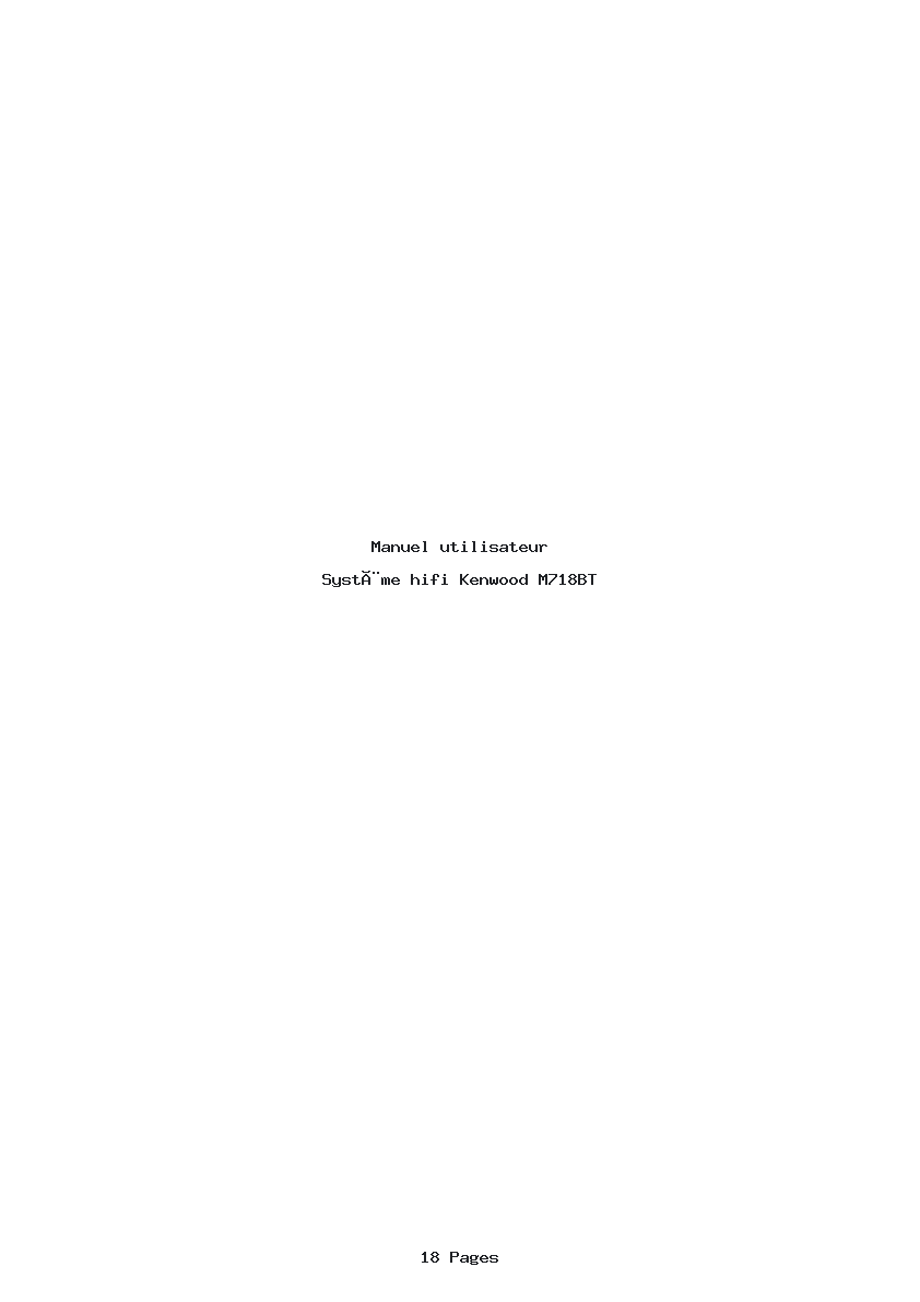 Page 1 de la notice Manuel utilisateur Kenwood M718BT