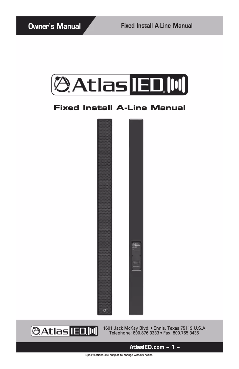 Page 1 de la notice Manuel utilisateur Atlas Sound EJW115AI-W