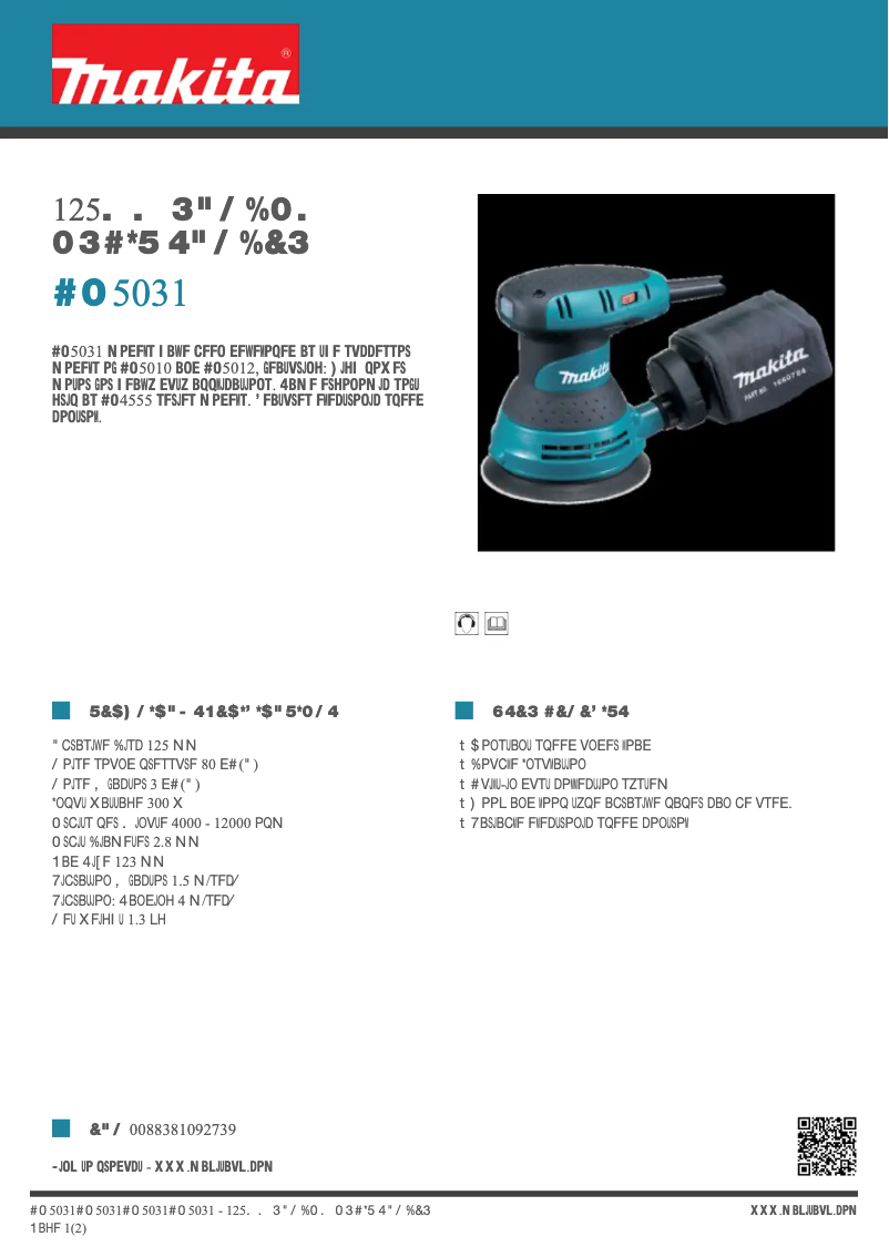 Page 1 de la notice Fiche technique Makita BO5031
