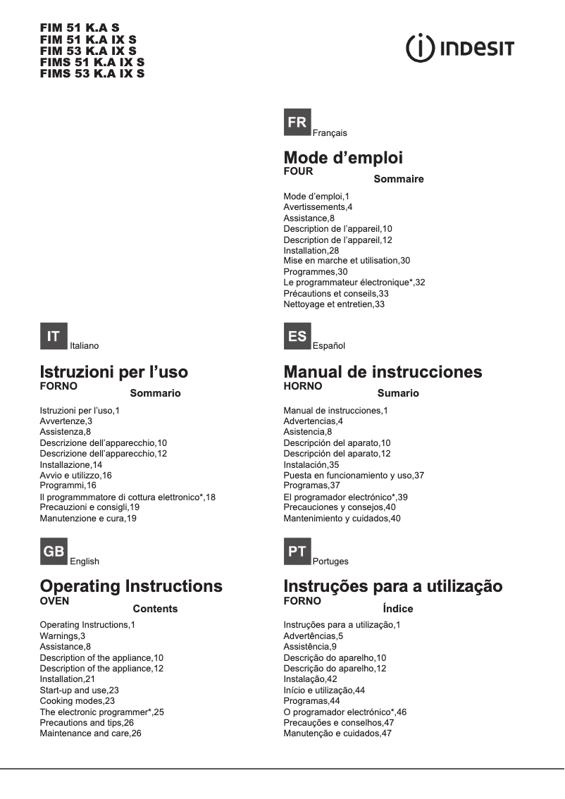 Página 1 del manual Manual de usuario Indesit 80779