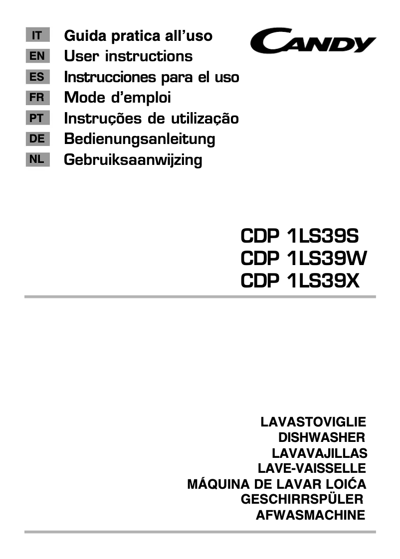 Page 1 de la notice Manuel utilisateur Candy CDP 1LS39W