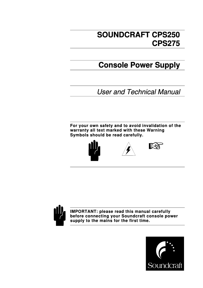 Page 1 de la notice Manuel utilisateur Soundcraft Series 15