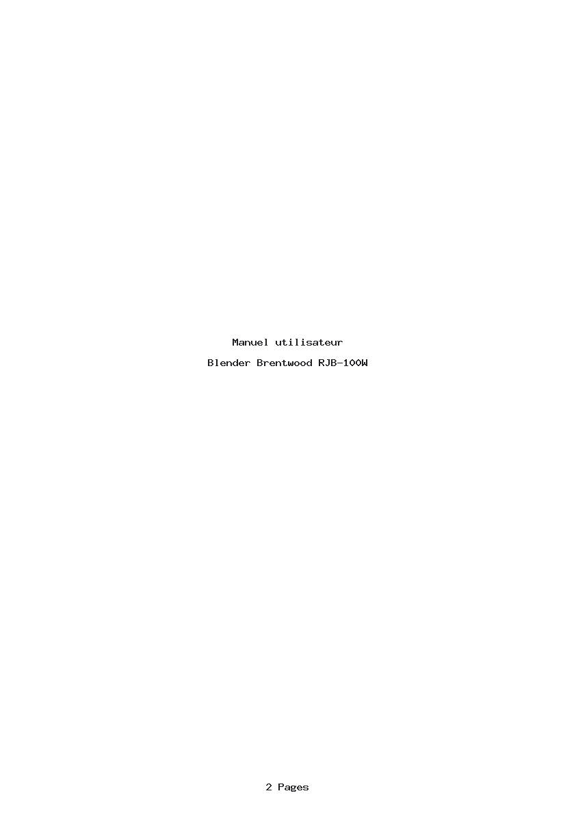 Page 1 de la notice Manuel utilisateur Brentwood RJB-100W