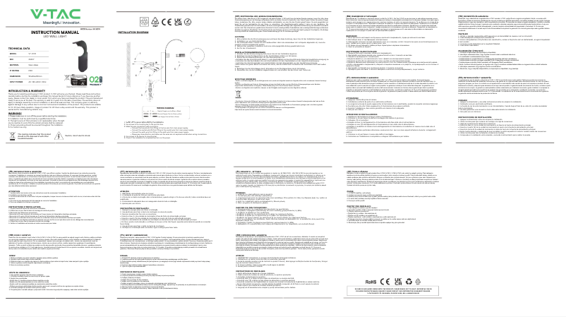 Page 1 de la notice Manuel utilisateur V-TAC VT-10113