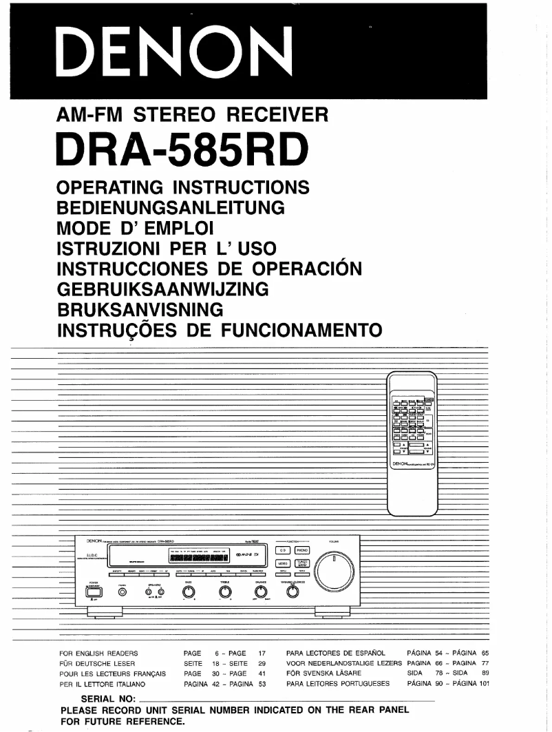 Page 1 de la notice Manuel utilisateur Denon DRA-585RD