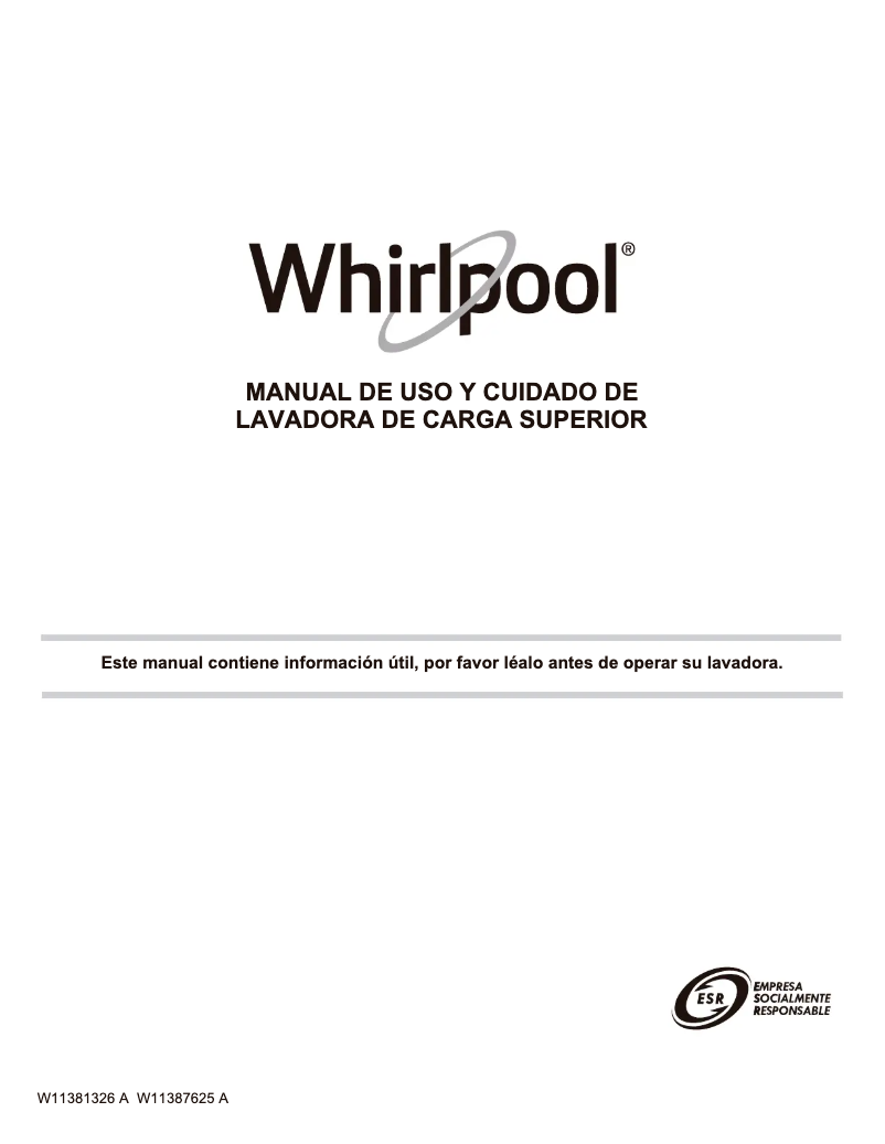 Página 1 del manual Manual de usuario Whirlpool 8MWTW1643MJQ