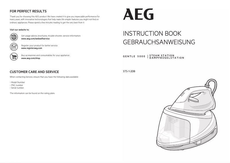 Page 1 de la notice Manuel utilisateur AEG Gentle 5000 ST5-1-2DB