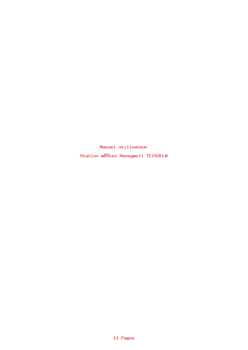 Page 1 de la notice Manuel utilisateur Honeywell TE242ELW