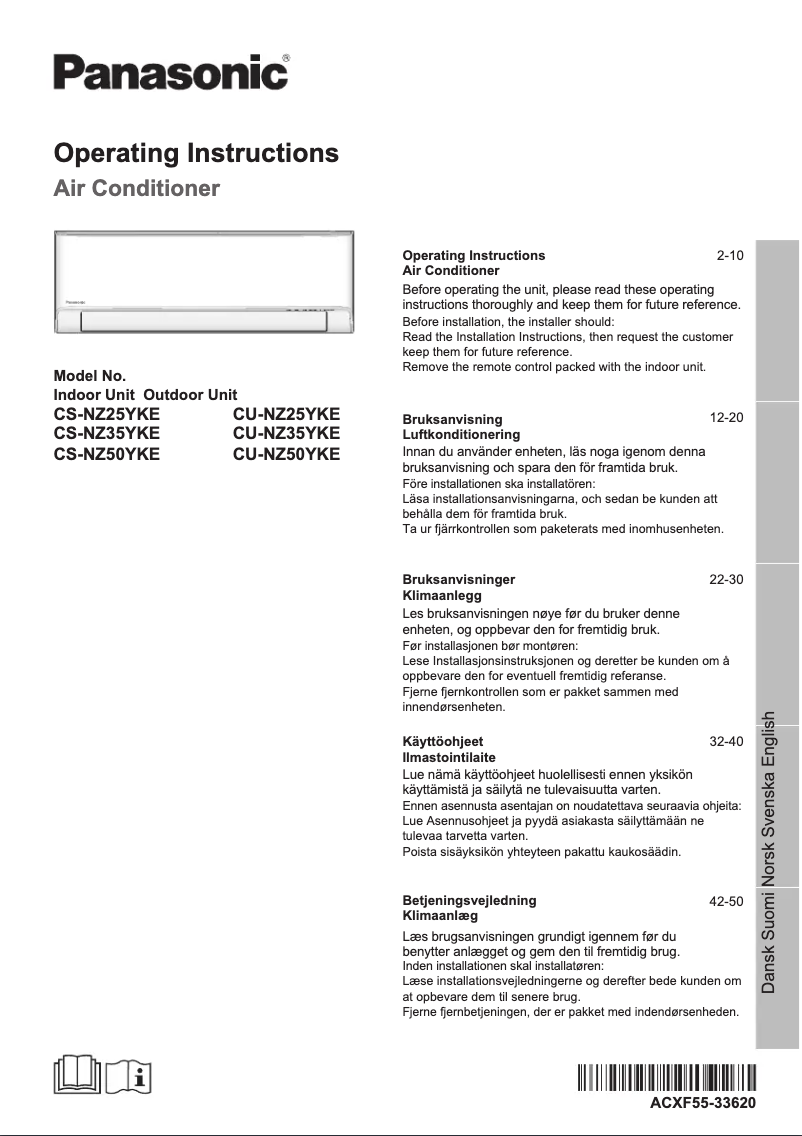 Página 1 del manual Manual de usuario Panasonic CU=NZ50YKE