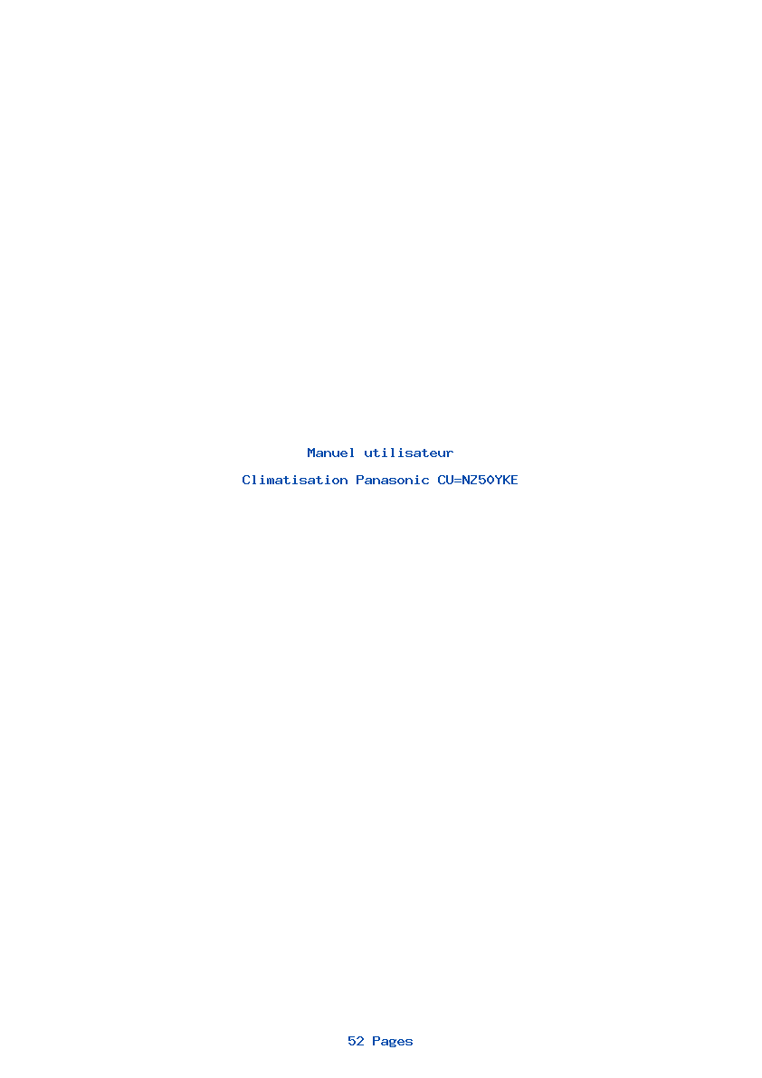 Page 1 de la notice Manuel utilisateur Panasonic CU=NZ50YKE