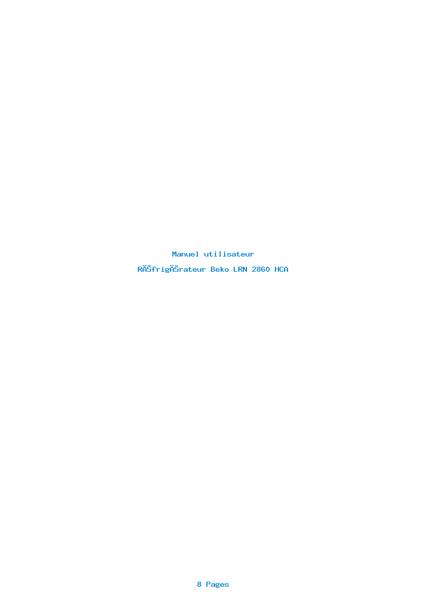 Page 1 de la notice Manuel utilisateur Beko LRN 2860 HCA