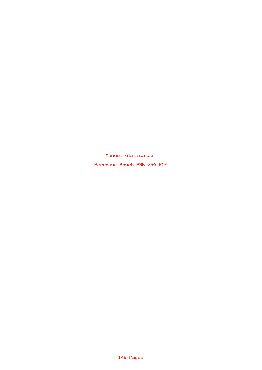 Page 1 de la notice Manuel utilisateur Bosch PSB 750 RCE