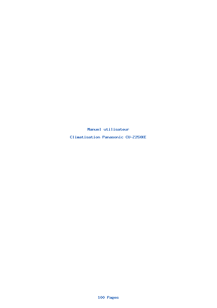 Page 1 de la notice Manuel utilisateur Panasonic CU-Z25XKE