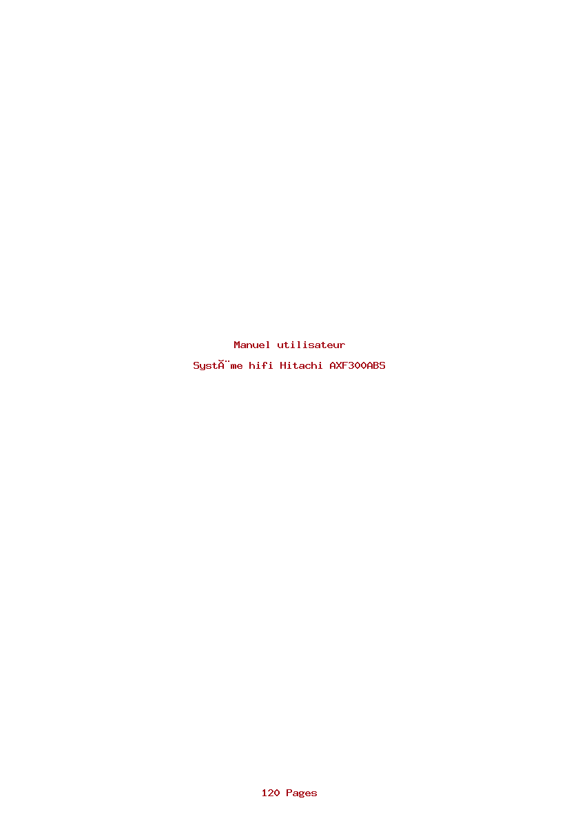 Page 1 de la notice Manuel utilisateur Hitachi AXF300ABS