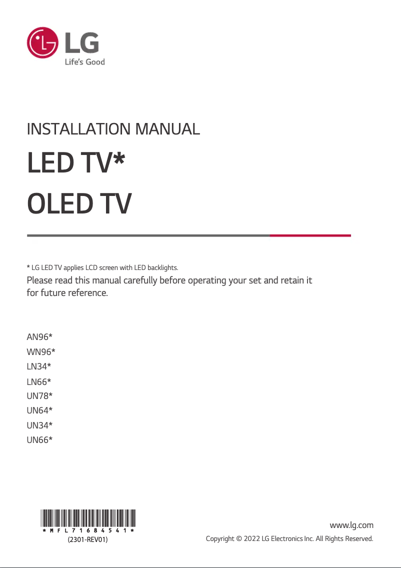 Page 1 of the manual User Manual LG 43UN640S
