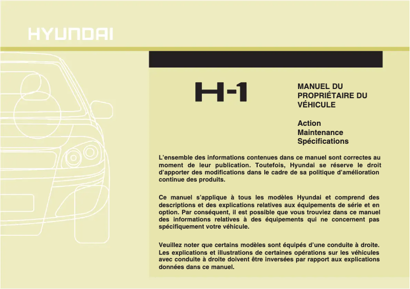 Page 1 of the manual User Manual Hyundai H-1 Grand Starex (2013)