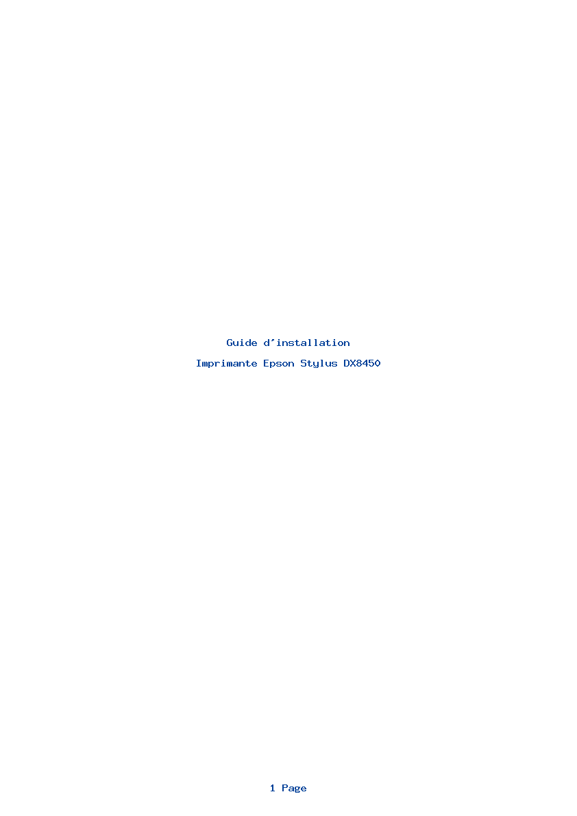 Page 1 de la notice Guide d'installation Epson Stylus DX8450