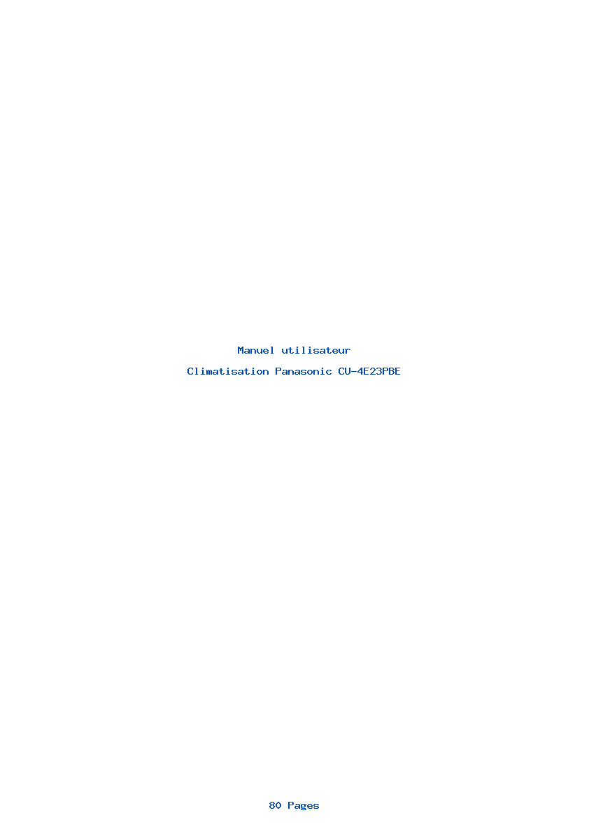 Page 1 de la notice Manuel utilisateur Panasonic CU-4E23PBE
