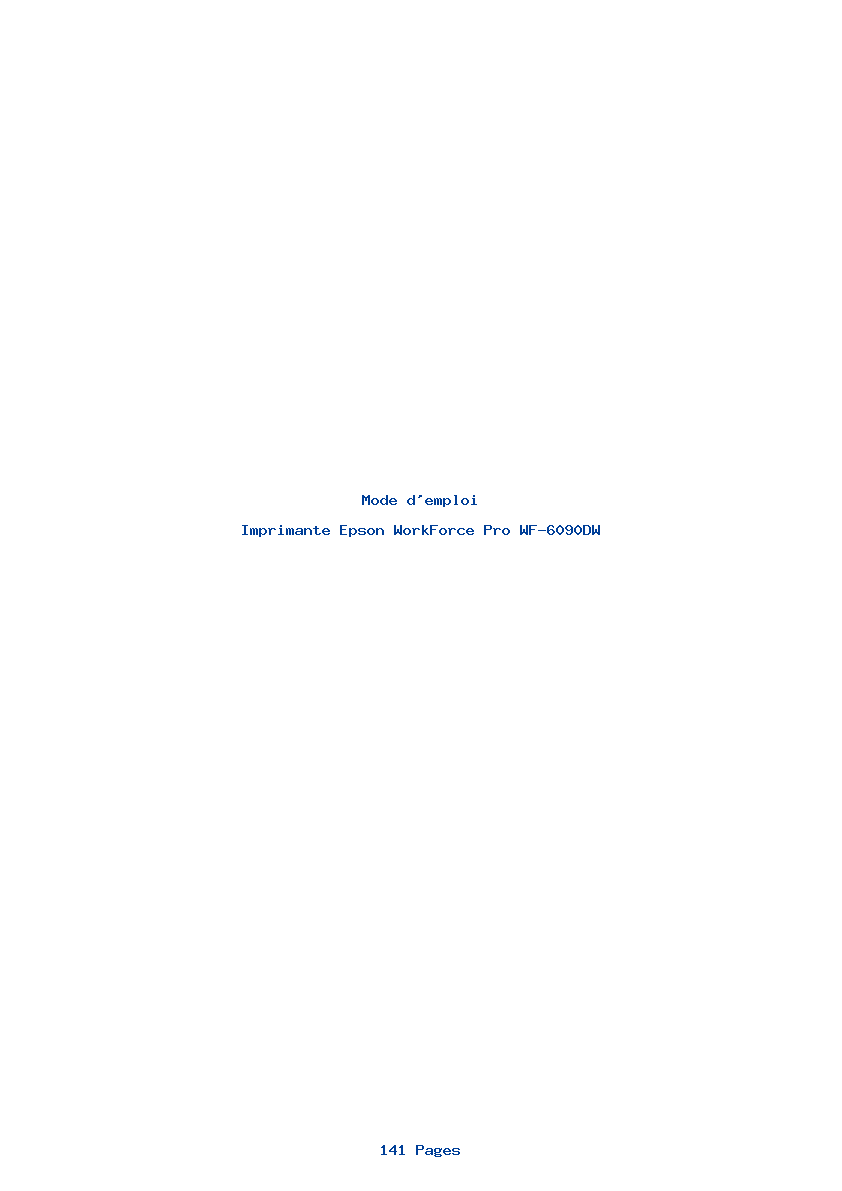 Page 1 de la notice Mode d'emploi Epson WorkForce Pro WF-6090DW